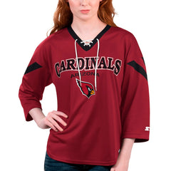Arizona Cardinals Starter Women's Rally Lace-Up 3/4 Sleeve T-Shirt - Cardinal - NFL