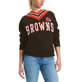 Cleveland Browns Tommy Hilfiger Women's Heidi Raglan V-Neck Sweater - Brown - NFL