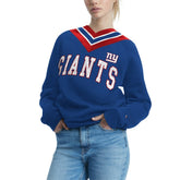New York Giants Tommy Hilfiger Women's Heidi Raglan V-Neck Sweater - Royal - NFL