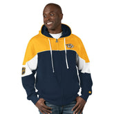 Nashville Predators Starter Power Forward Full-Zip Hoodie - Navy/Gold | NHL Lifestyle