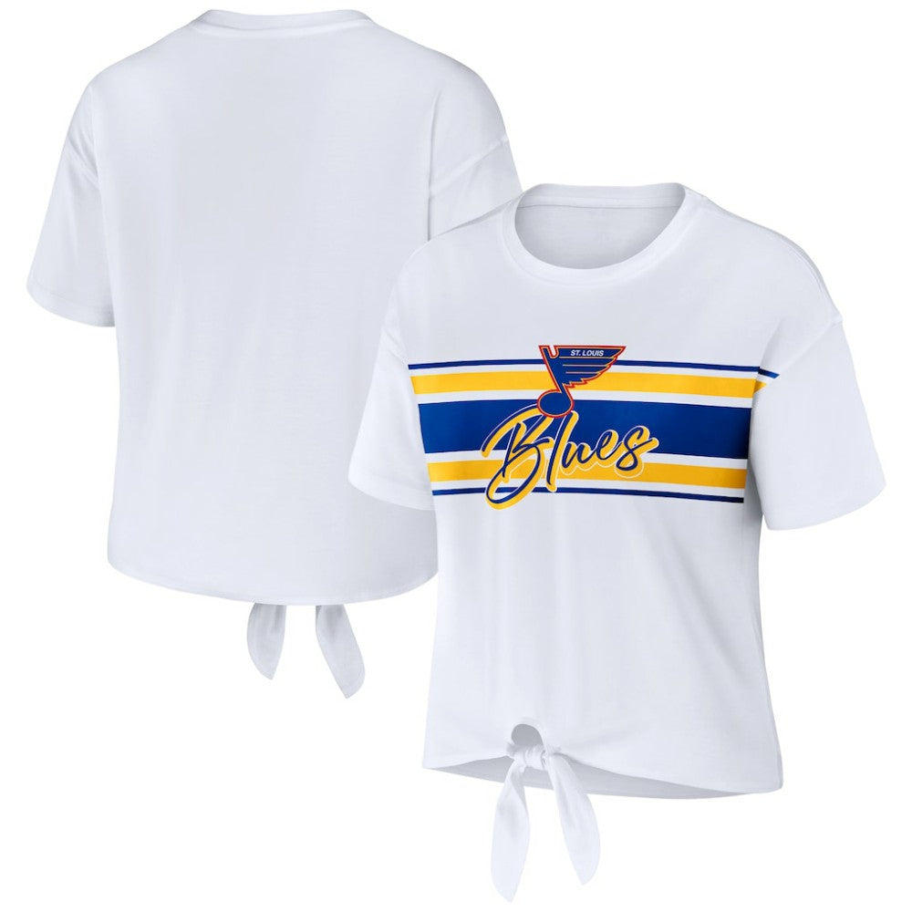St. Louis Blues WEAR by Erin Andrews Women's Front Knot T-Shirt - White | NHL sale