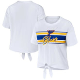 St. Louis Blues WEAR by Erin Andrews Women's Front Knot T-Shirt - White | NHL sale