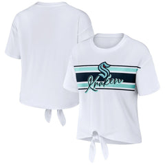 Seattle Kraken WEAR by Erin Andrews Women's Front Knot T-Shirt - White | NHL sale