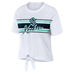 Seattle Kraken WEAR by Erin Andrews Women's Front Knot T-Shirt - White | NHL sale