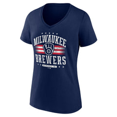 Milwaukee Brewers Women's Americana Team V-Neck T-Shirt Discount
