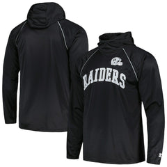 Las Vegas Raiders Starter Gridiron Classics Throwback Raglan Long Sleeve Hooded T-Shirt - Black - NFL