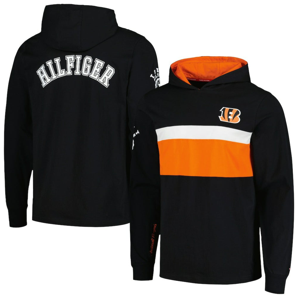 Cincinnati Bengals Tommy Hilfiger Morgan Long Sleeve Hoodie T-Shirt - Black - NFL