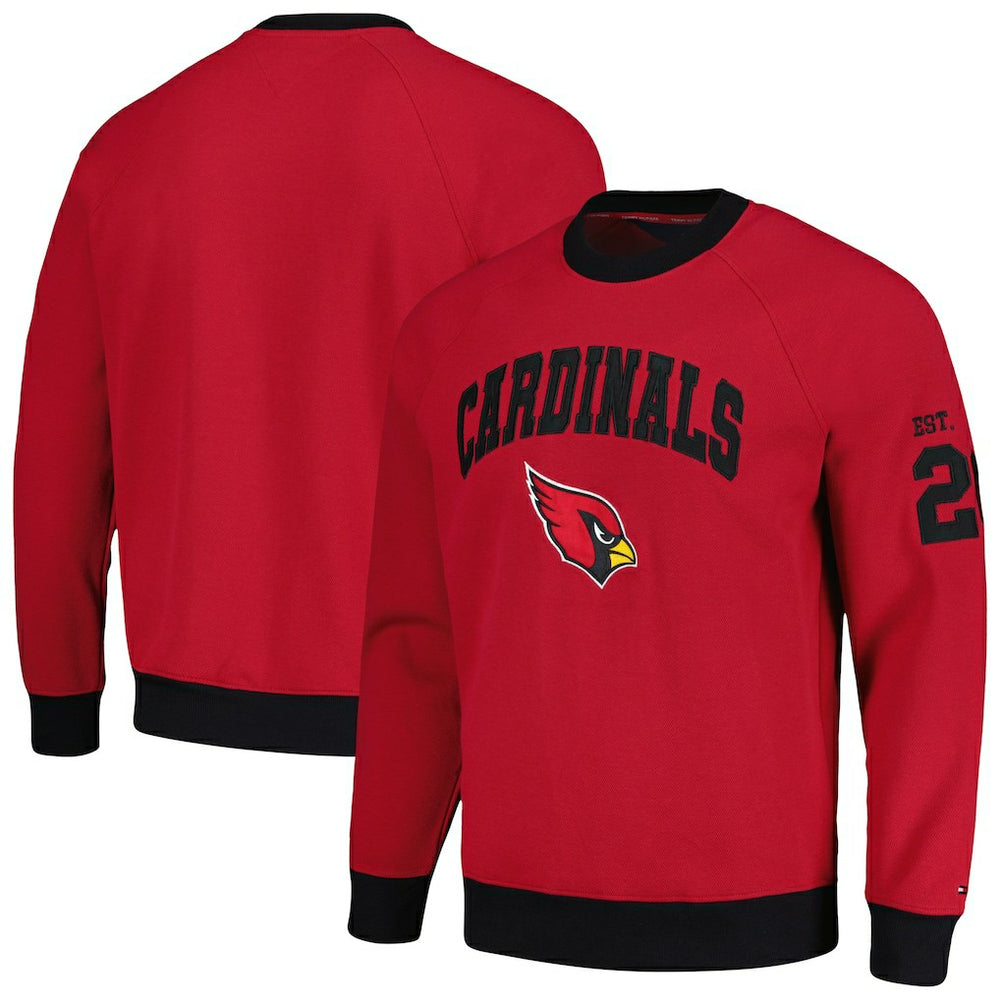 Arizona Cardinals Tommy Hilfiger Reese Raglan Tri-Blend Pullover Sweatshirt - Cardinal - NFL