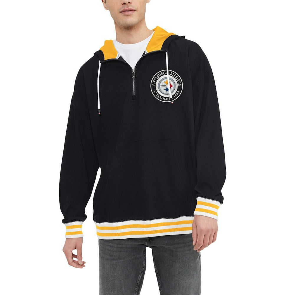 Pittsburgh Steelers Tommy Hilfiger Aaron Quarter-Zip Hoodie - Black - NFL