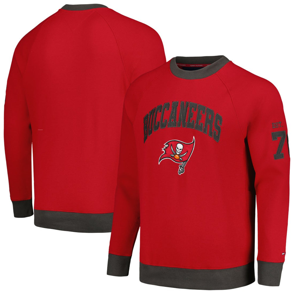 Tampa Bay Buccaneers Tommy Hilfiger Reese Raglan Tri-Blend Pullover Sweatshirt - Red - NFL