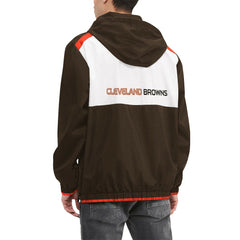 Cleveland Browns Tommy Hilfiger Carter Half-Zip Hooded Top - Brown/White - NFL