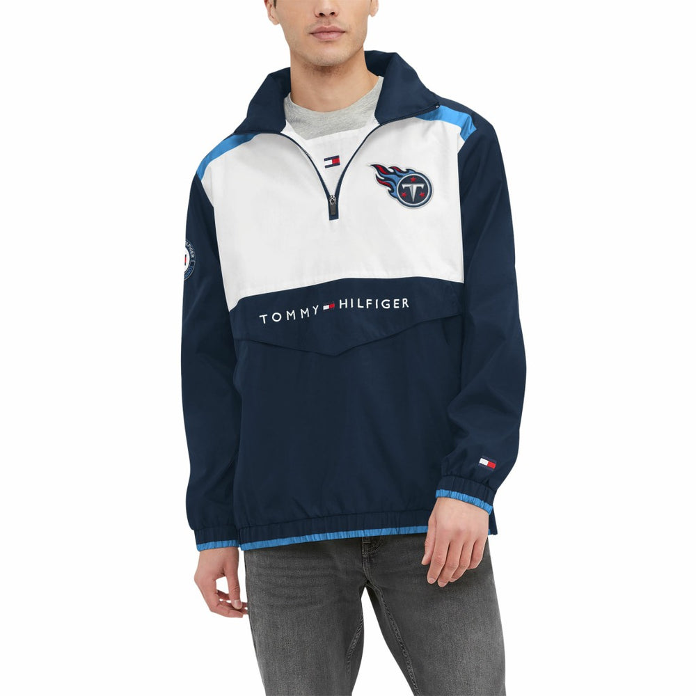 Tennessee Titans Tommy Hilfiger Carter Half-Zip Hooded Top - Navy/White - NFL