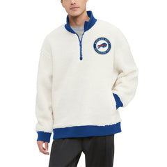 Buffalo Bills Tommy Hilfiger Jordan Sherpa Quarter-Zip Sweatshirt - Cream - NFL