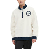 New England Patriots Tommy Hilfiger Jordan Sherpa Quarter-Zip Sweatshirt - Cream - NFL
