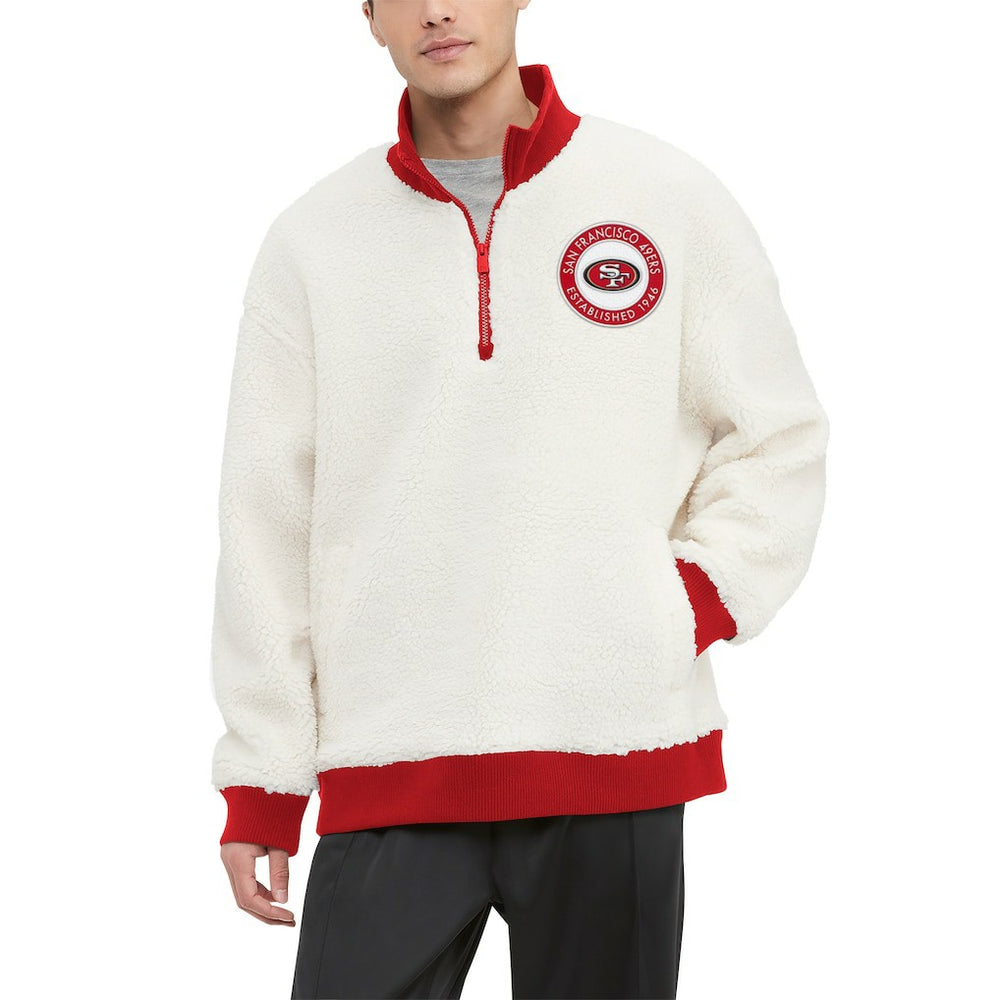 San Francisco 49ers Tommy Hilfiger Jordan Sherpa Quarter-Zip Sweatshirt - Cream - NFL