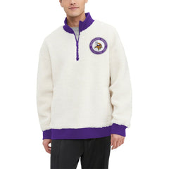 Minnesota Vikings Tommy Hilfiger Jordan Sherpa Quarter-Zip Sweatshirt - Cream - NFL