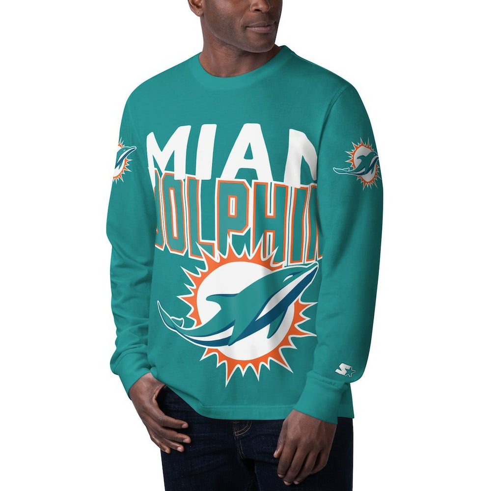 Miami Dolphins Starter Clutch Hit Long Sleeve T-Shirt - Aqua - NFL