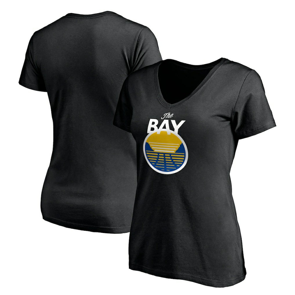 Golden State Warriors Women's Primary Logo V-Neck T-Shirt Black