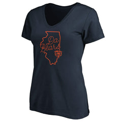 Chicago Bears Women's Script V-Neck T-Shirt - Navy - NFL