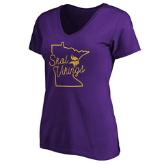 Minnesota Vikings Women's Script V-Neck T-Shirt - Purple - NFL