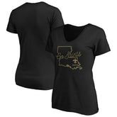 New Orleans Saints Women's Script V-Neck T-Shirt - Black - NFL
