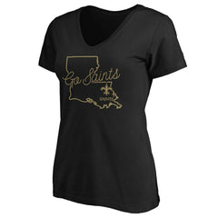 New Orleans Saints Women's Script V-Neck T-Shirt - Black - NFL
