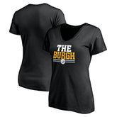 Pittsburgh Steelers Women's Hometown Collection The Burgh V-Neck T-Shirt - Black - NFL
