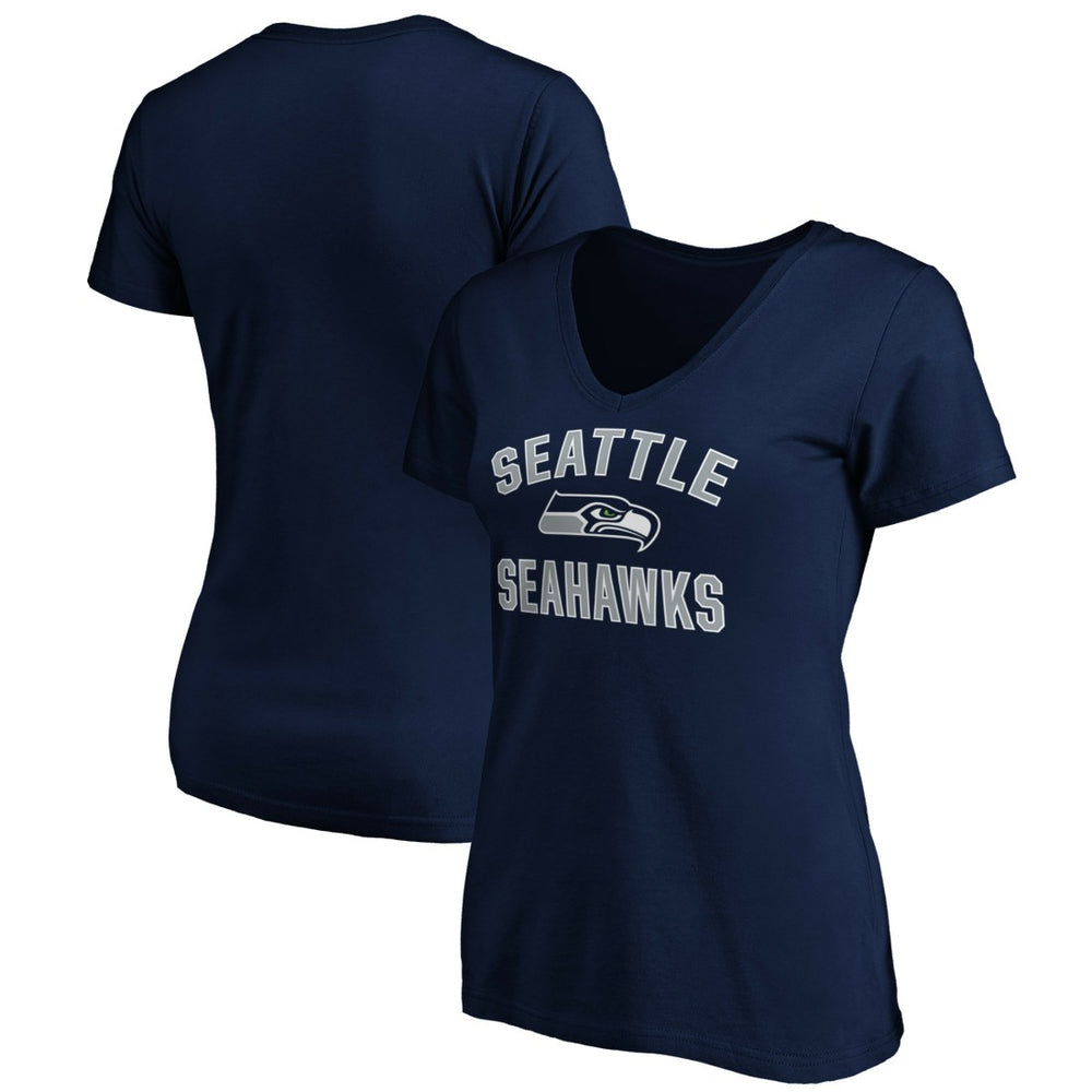 Seattle Seahawks Women's Victory Arch V-Neck T-Shirt - College Navy - NFL