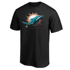 Miami Dolphins Midnight Mascot Team Logo T-Shirt - Black - NFL