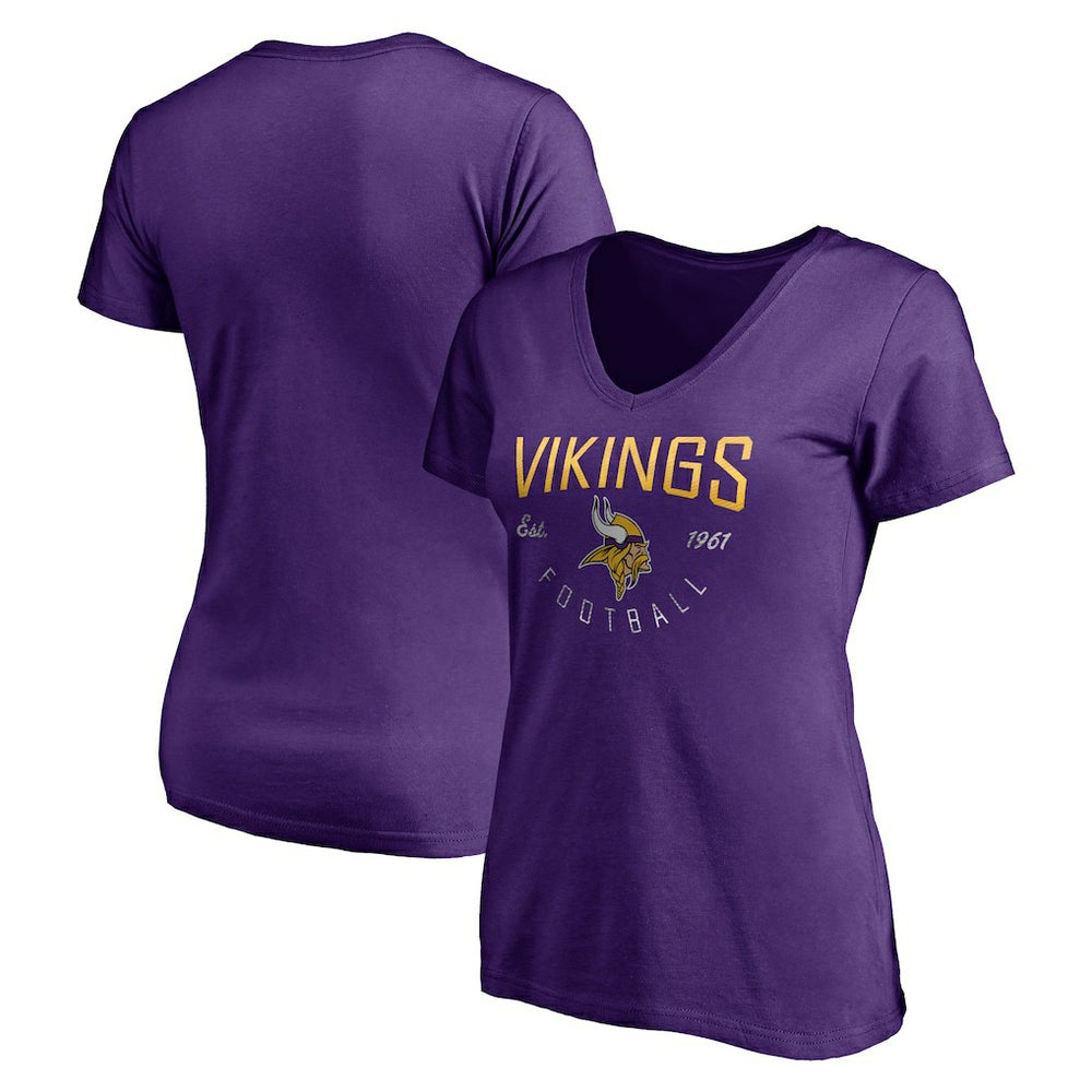 Minnesota Vikings Women's Live For It V-Neck T-Shirt - Purple - NFL