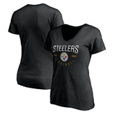 Pittsburgh Steelers Women's Live For It V-Neck T-Shirt - Black - NFL