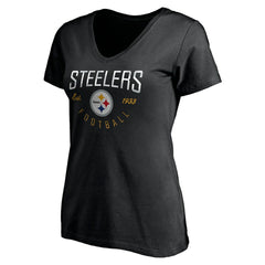 Pittsburgh Steelers Women's Live For It V-Neck T-Shirt - Black - NFL