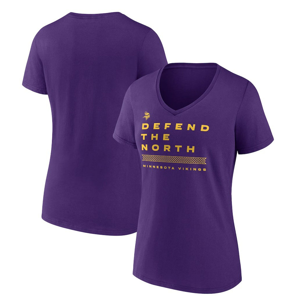 Minnesota Vikings Women's Hometown Collection Defend The North V-Neck T-Shirt - Purple - NFL