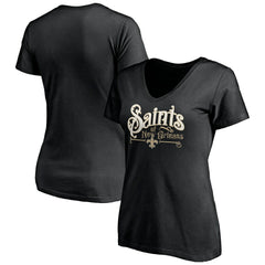 New Orleans Saints Women's Hometown Collection V-Neck T-Shirt - Black - NFL