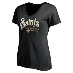 New Orleans Saints Women's Hometown Collection V-Neck T-Shirt - Black - NFL