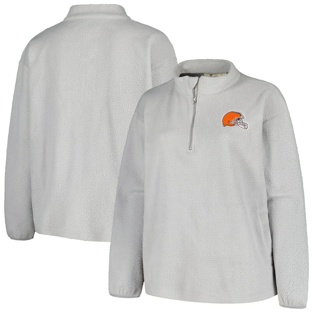 Cleveland Browns Profile Women's Plus Size Sherpa Quarter-Zip Jacket - Gray - NFL