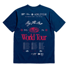 Mitchell & Ness Philadelphia 76ers Bleacher Report x Unisex World Tour T-Shirt Navy