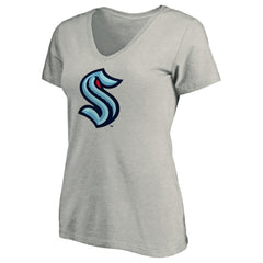 Seattle Kraken Women's Primary Logo V-Neck T-Shirt - Gray | NHL Lifestyle