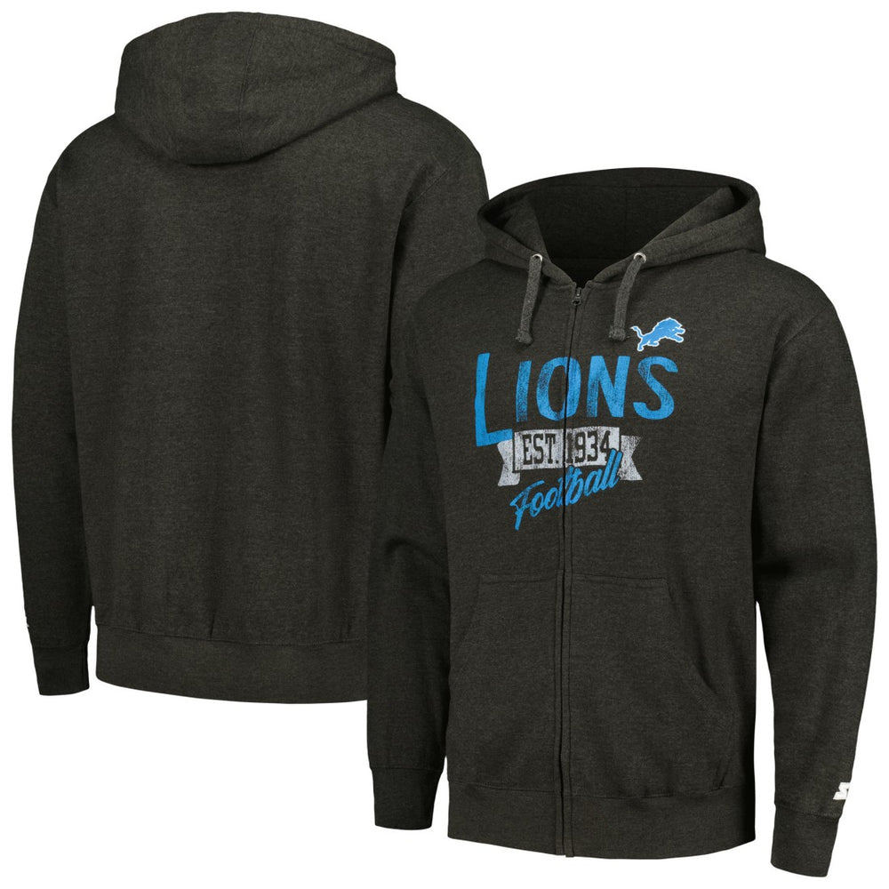 Detroit Lions Starter Domestic Post Season Full-Zip Hoodie - Charcoal - NFL