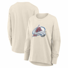 Colorado Avalanche Fanatics Women's Distressed Logo Long Sleeve T-Shirt - Cream | Fanatics sale