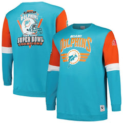 Miami Dolphins Big & Tall Fleece Pullover Sweatshirt - Aqua - Mitchell & Ness