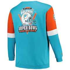 Miami Dolphins Big & Tall Fleece Pullover Sweatshirt - Aqua - Mitchell & Ness