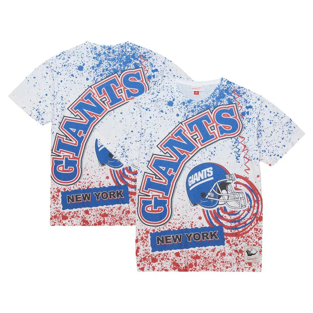 New York Giants Big & Tall Allover Print T-Shirt - White - Mitchell & Ness