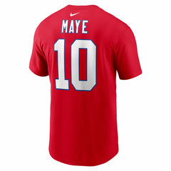Drake Maye New England Patriots Name & Number T-Shirt - Red - Nike
