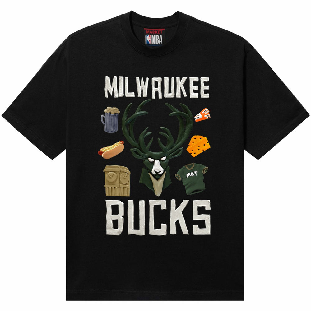 Milwaukee Bucks NBA x MARKET Unisex Claymation T-Shirt Black