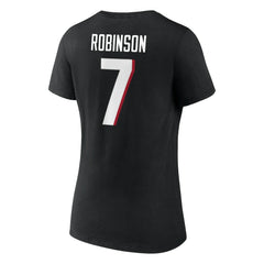 Bijan Robinson Atlanta Falcons Women's Icon Name & Number V-Neck T-Shirt - Black - Fanatics