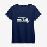 Seattle Seahawks Logo Athletic Women's Primary Logo V-Neck T-Shirt - College Navy - NFL