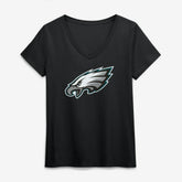 Philadelphia Eagles Logo Athletic Women's Primary Logo V-Neck T-Shirt - Black - NFL