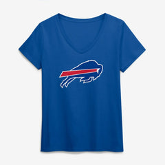 Buffalo Bills Logo Athletic Women's Primary Logo V-Neck T-Shirt - Royal - NFL