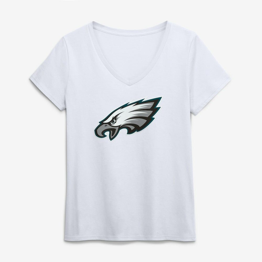 Philadelphia Eagles Logo Athletic Women's Primary Logo V-Neck T-Shirt - White - NFL